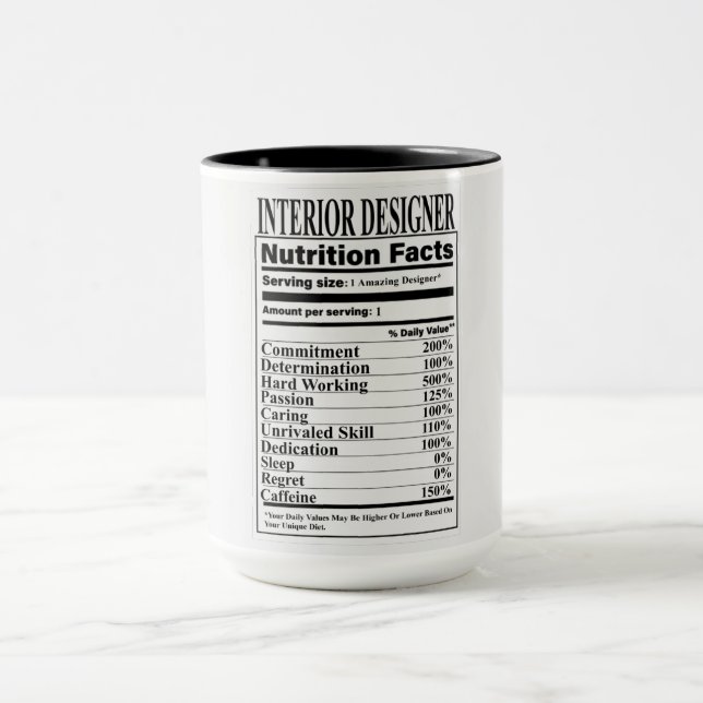Interior Designer Nutrition Facts Tasse (Zentrum)
