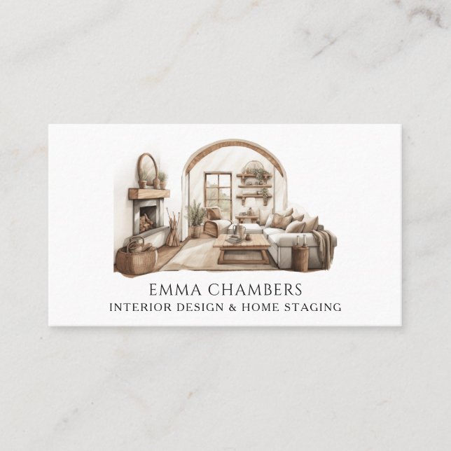 Interior Designer Room Interior Business Card Visitenkarte (Vorderseite)