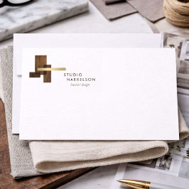 Interior Designer Wood Gold Logo Flat Notecard Mitteilungskarte