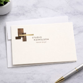 Interior Designer Wood Gold Logo Ivory Notecard Mitteilungskarte