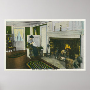 Interior View of a New England Homestead Poster