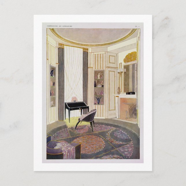 Interior with furnature designed by Ruhlmann, from Postkarte (Vorderseite)