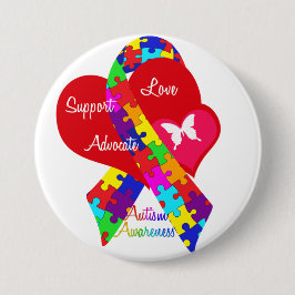 Interlaced Autism Ribbon Button