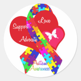 Interlaced Autism Ribbon Runder Aufkleber