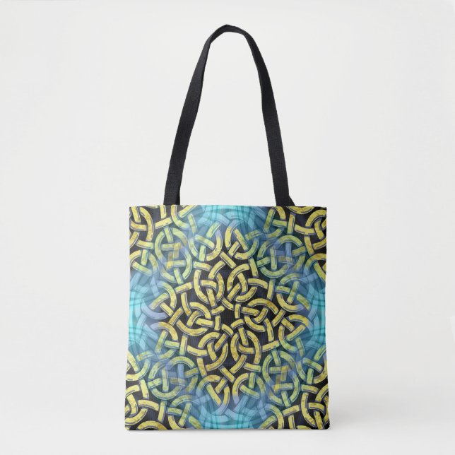 Interlacing Viktorianisch Golden Trim Aqua Hinterg (Vorderseite)