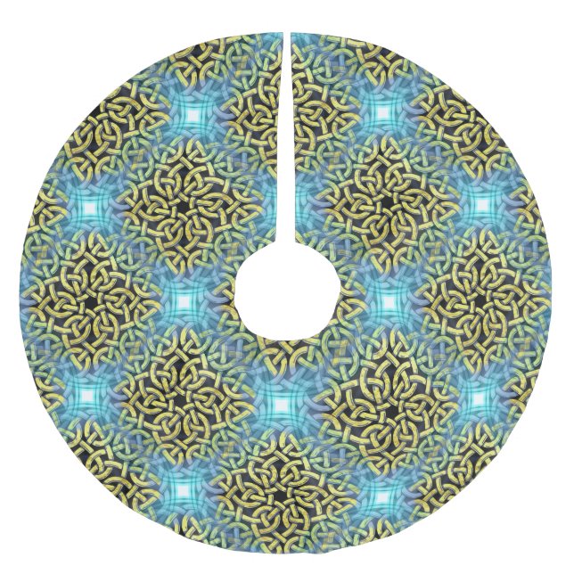 Interlacing Viktorianisch Golden Trim Aqua Hinterg Polyester Weihnachtsbaumdecke (Vorderseite)