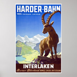 Interlaken, die Schweiz, Ski-Reise-Plakat Poster