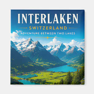 🏞️ Interlaken Schweiz Alpen-Tal-Hausdekoration Magnet