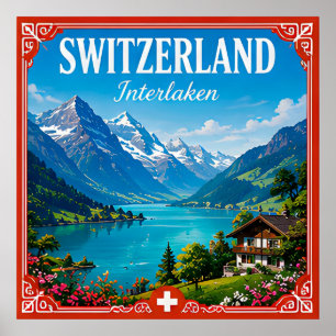 🏔️ Interlaken Schweiz Alpen-Urlaubserinnerung Poster