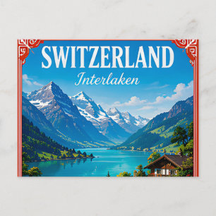 🏔️ Interlaken Schweiz Alpen-Urlaubserinnerung Postkarte