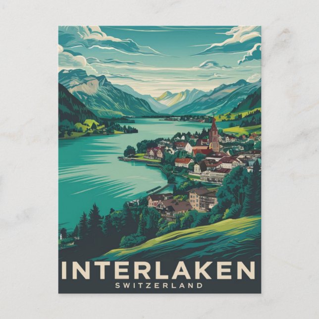 Interlaken Schweiz Green Postkarte (Vorderseite)