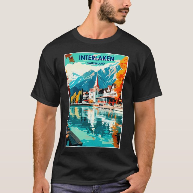 Interlaken Schweiz Jahrgang Reise und Tourismus T-Shirt (Vorderseite)