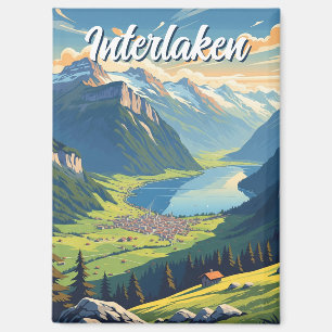 Interlaken Schweiz Reise Vintage Magnet