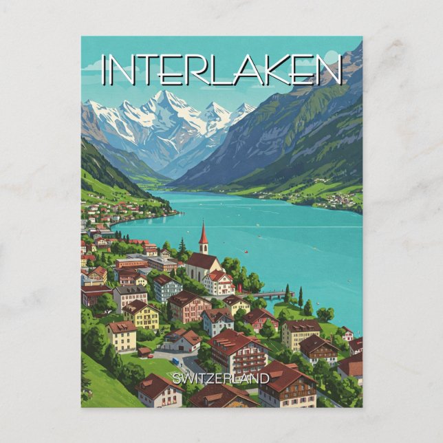 Interlaken Schweiz Reisen Postkarte (Vorderseite)