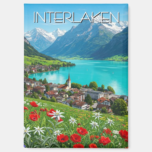 Interlaken Schweiz Reisen Springtime Magnet (Vorderseite)