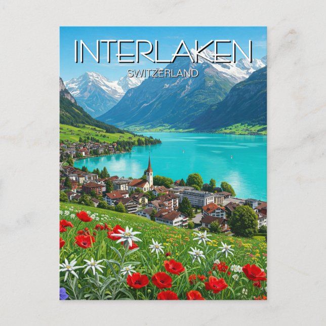 Interlaken Schweiz Reisen Springtime Postkarte (Vorderseite)