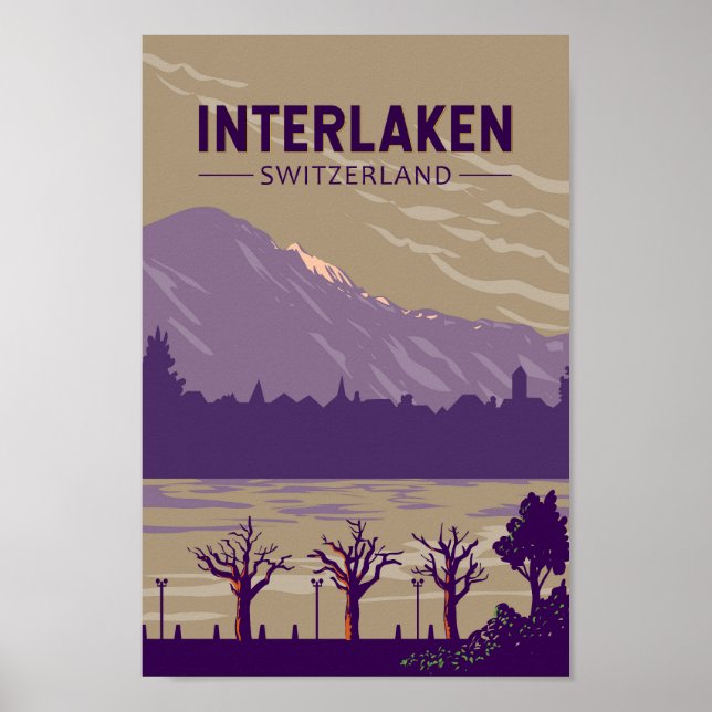 Interlaken Schweiz Reisen Vintag Poster (Vorne)
