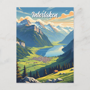 Interlaken Schweiz Reisen Vintag Postkarte