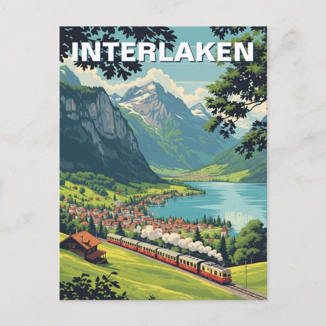 Interlaken Schweiz Reisen Vintag Postkarte (Vorderseite)