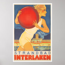 Interlaken Schweiz Reiseplakat Strandkunst Mann Poster