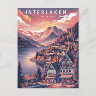 Interlaken Schweiz Rote Saison Postkarte