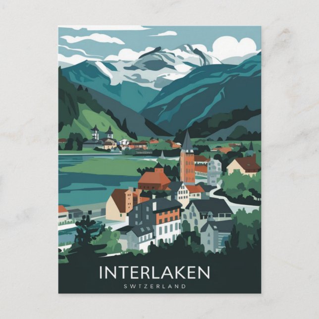Interlaken Schweiz Stylist Postkarte (Vorderseite)