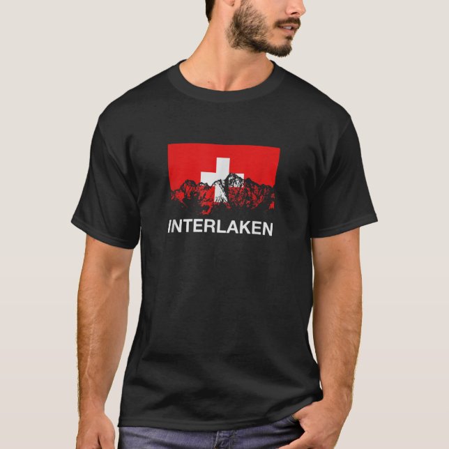 Interlaken Switzerland Swiss Flag  T-Shirt (Vorderseite)