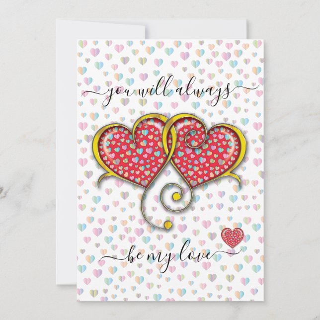 Interlock Herz Custom Eleganter Valentinstag Karte (Vorderseite)