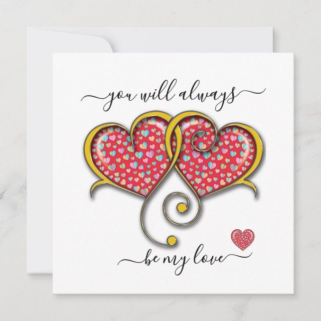 Interlock Herz Custom Eleganter Valentinstag Karte (Vorderseite)