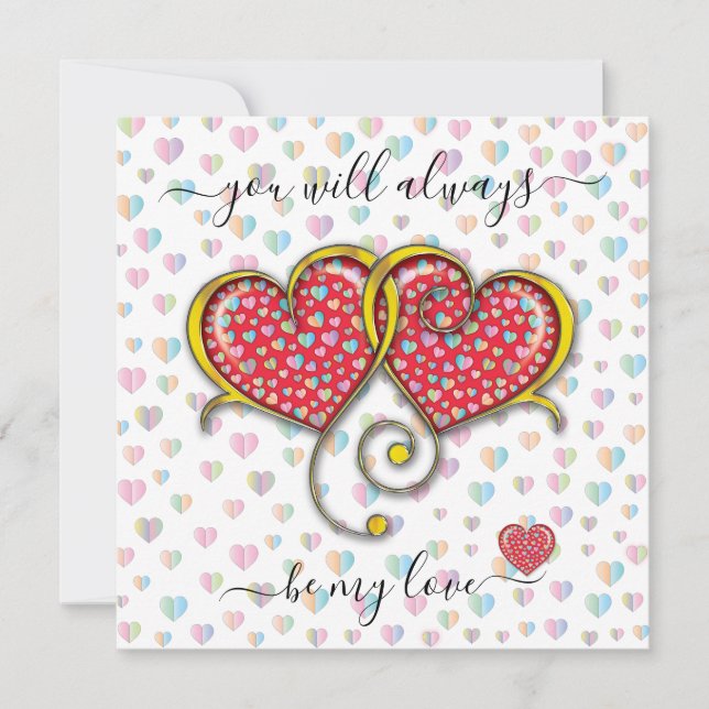 Interlock Herz Custom Eleganter Valentinstag Karte (Vorderseite)