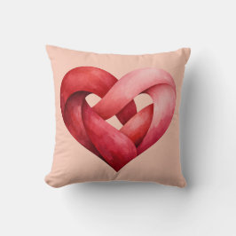 Interlocked Heart Throw Pillow Red Pink Love Decor Kissen