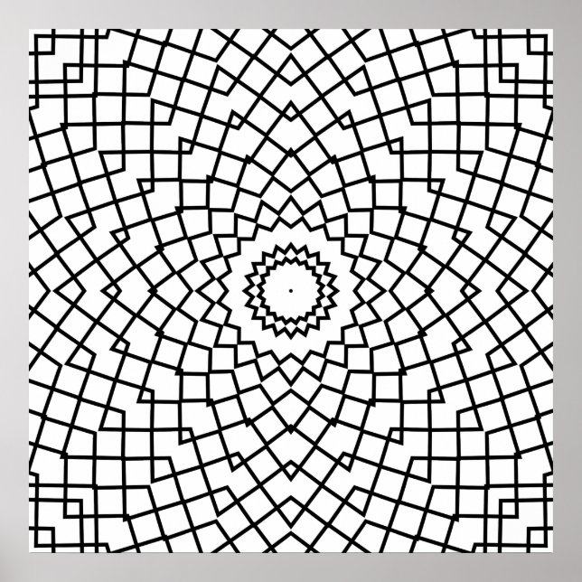 Interlocking Grid Mandala with Angular Flow Art Poster (Vorne)