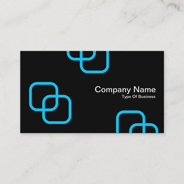 Interlocking Squares - Sky Blue on Black Visitenkarte (Vorderseite)