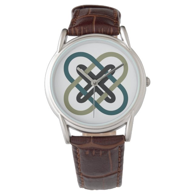 Interlocking X Classic Brown Leather Strap Watch Armbanduhr (Vorderseite)