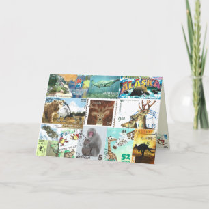 International Animal Postage Briefmarke Collage Ca Karte