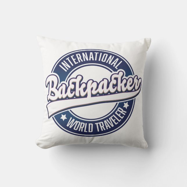 International Backpacker Word Traveller Logo Kissen (Vorderseite)