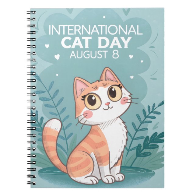 International Cat Day Cute Whimsical Cat Art Notizblock (Vorderseite)