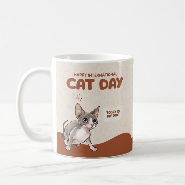 International Cat Day Sphynx Celebration Art Kaffeetasse (Links)