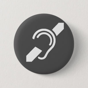 International Deaf Button White auf Grau