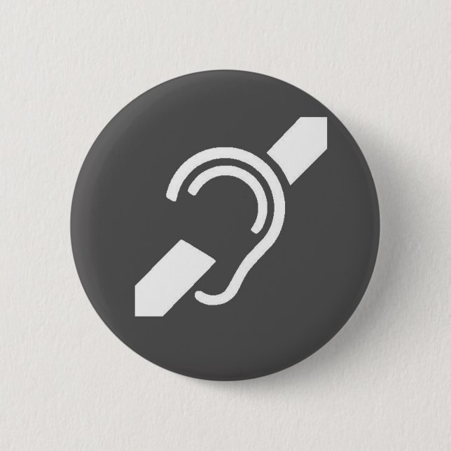 International Deaf Button White on Grey (Vorderseite)