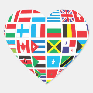 International Flags Heart Shaping Sticker