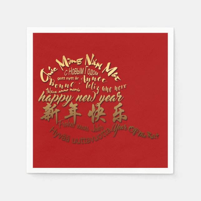 International Gold Wishings Rat New Year 2020 PN Serviette (Vorderseite)