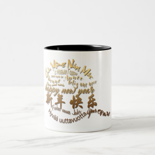 International Gold Wishings Rat New Year 2020 TT T Zweifarbige Tasse (Mittel)