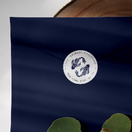 International > Japanisch | Blue Koi Fish Wedding  Runder Aufkleber