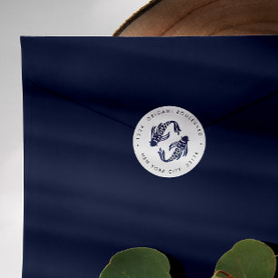 International > Japanisch   Blue Koi Fish Wedding  Runder Aufkleber