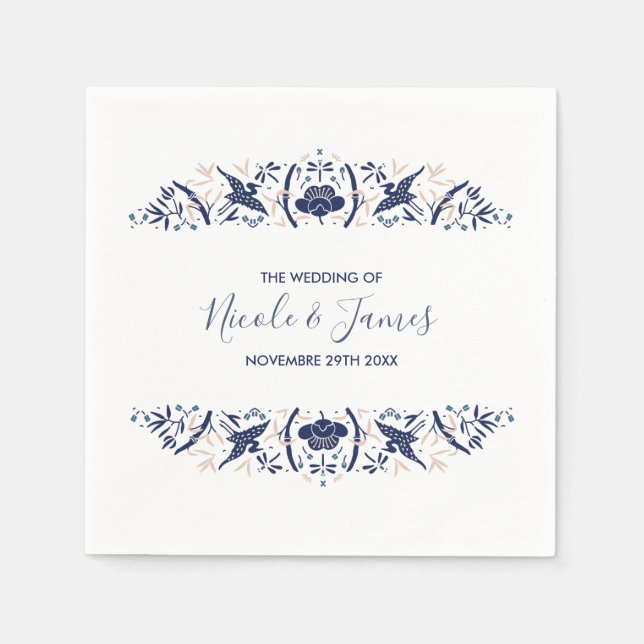 International > Japanisch | Crested ibis Lotus Per Serviette (Vorderseite)