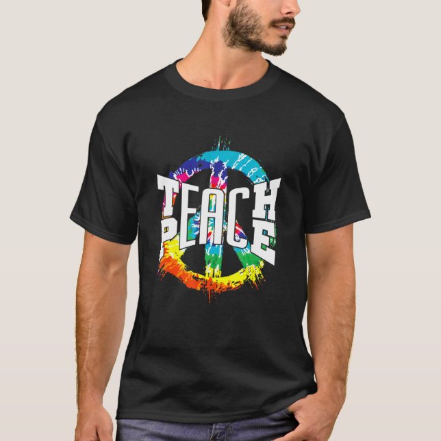 International Teach Peace Hippie Freedom Day Tie D T-Shirt (Vorderseite)