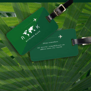 International Travel World Monogram GREEN Gepäckanhänger