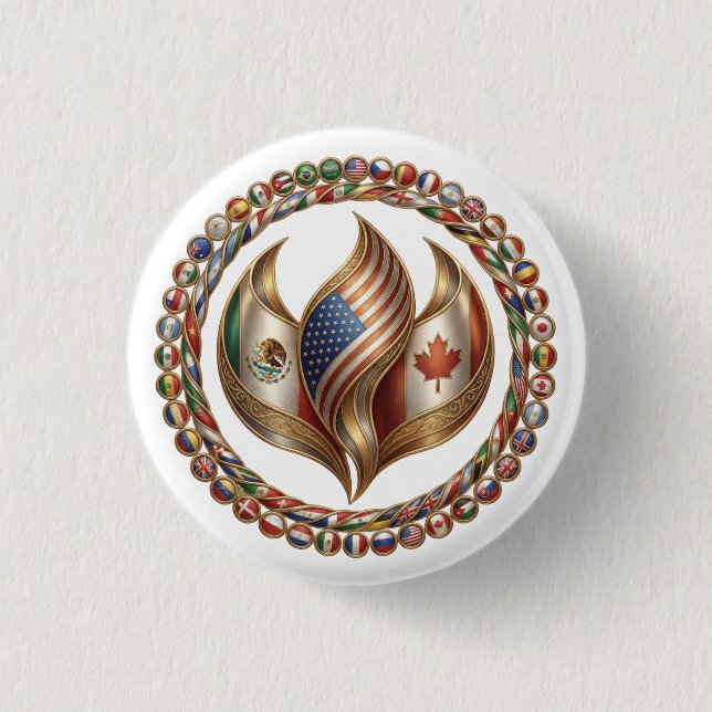 International Unity Flame with World Flags Emblem  Button (Vorderseite)