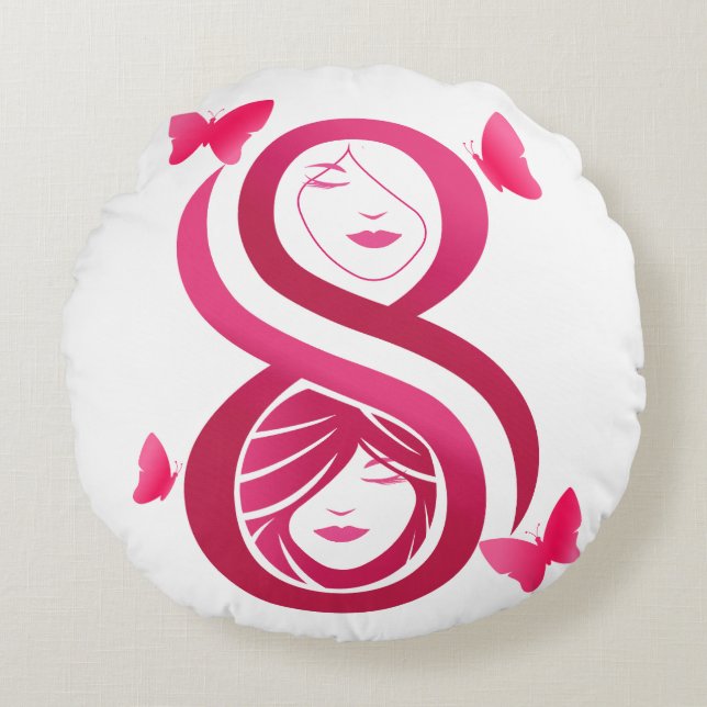 , International Women’s Day Rundes Kissen (Vorderseite)